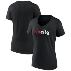 Portland Trail Blazers Women's Alternate Logo V-Neck T-Shirt Black