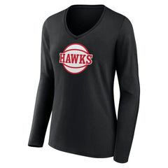 Atlanta Hawks Women's Alternate Logo V-Neck Long Sleeve T-Shirt Black