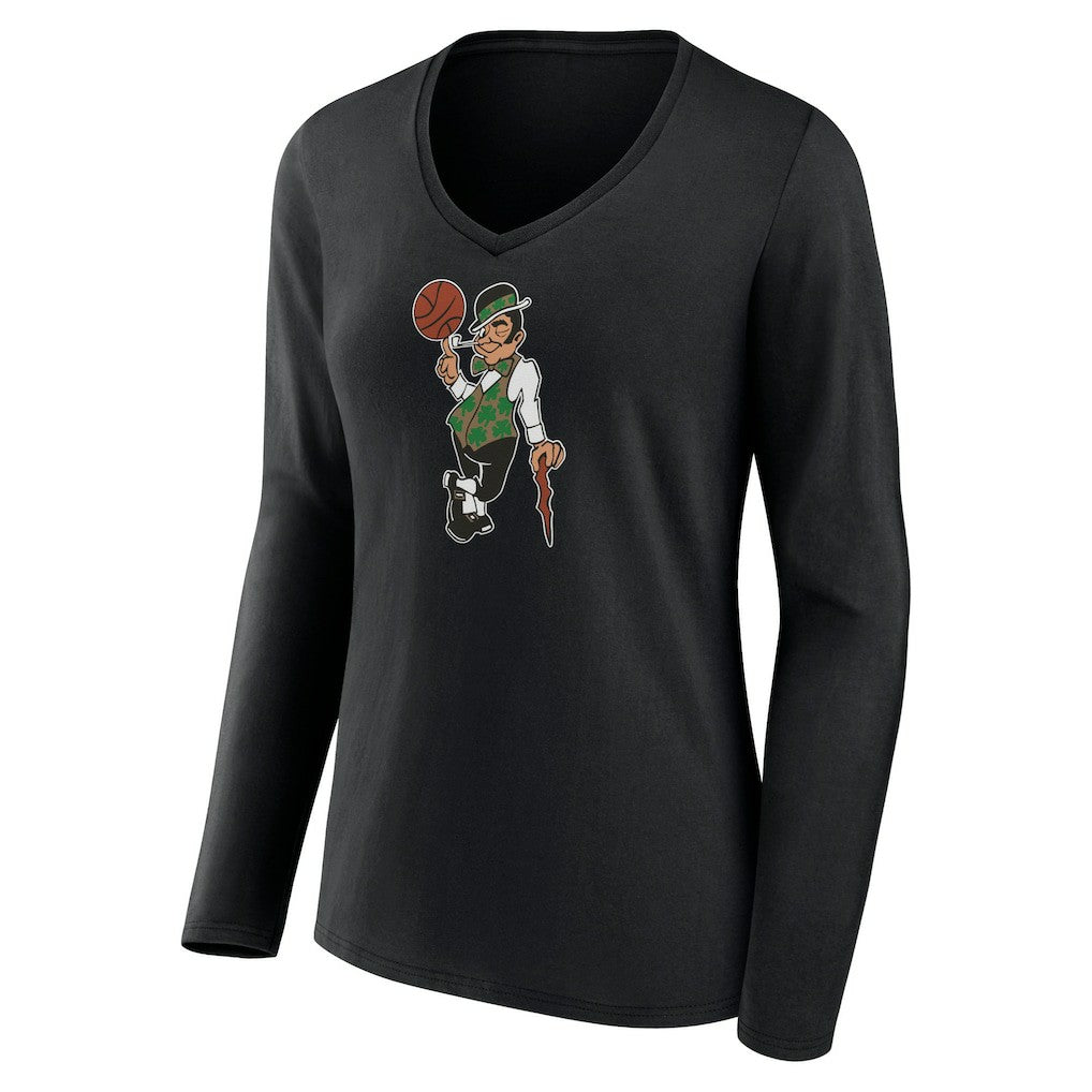 Boston Celtics Women's Alternate Logo V-Neck Long Sleeve T-Shirt Black