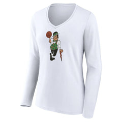 Boston Celtics Women's Alternate Logo V-Neck Long Sleeve T-Shirt White