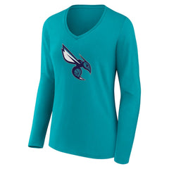 Charlotte Hornets Women's Alternate Logo V-Neck Long Sleeve T-Shirt Aqua outlet