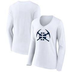 Denver Nuggets Women's Alternate Logo V-Neck Long Sleeve T-Shirt White outlet