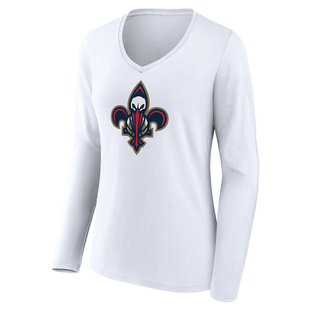 New Orleans Pelicans Women's Alternate Logo V-Neck Long Sleeve T-Shirt White
