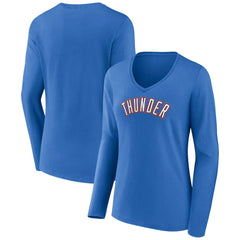 Oklahoma City Thunder Women's Alternate Logo V-Neck Long Sleeve T-Shirt Blue