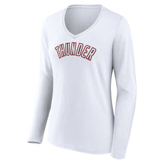Oklahoma City Thunder Women's Alternate Logo V-Neck Long Sleeve T-Shirt White