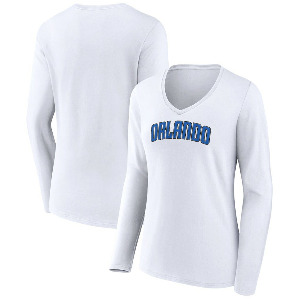 Orlando Magic Women's Alternate Logo V-Neck Long Sleeve T-Shirt White
