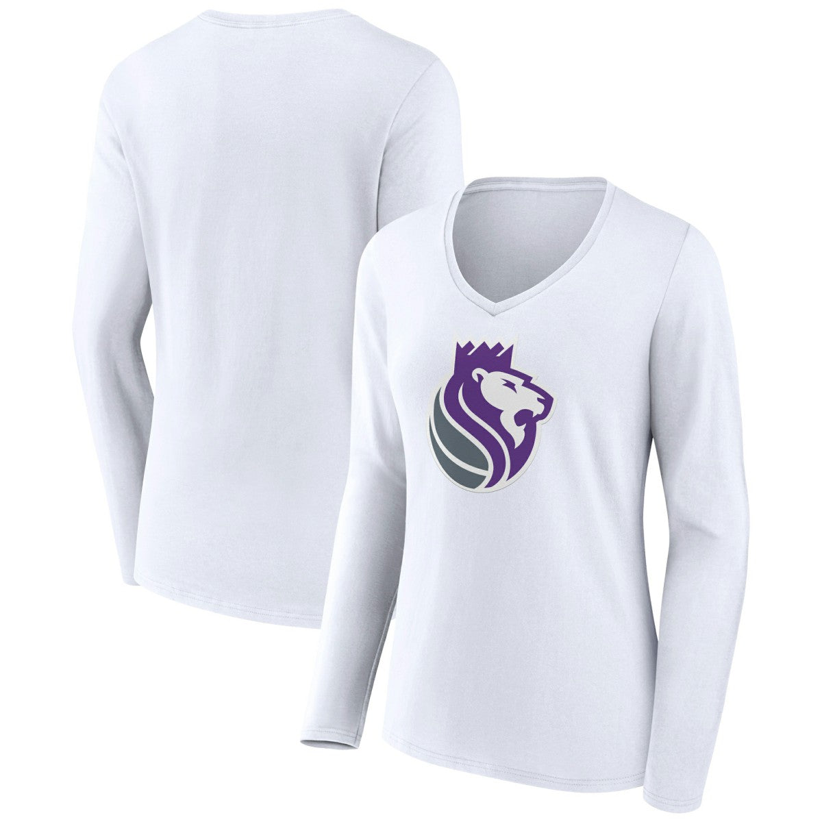 Sacramento Kings Women's Alternate Logo V-Neck Long Sleeve T-Shirt White outlet