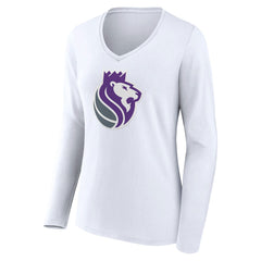 Sacramento Kings Women's Alternate Logo V-Neck Long Sleeve T-Shirt White outlet