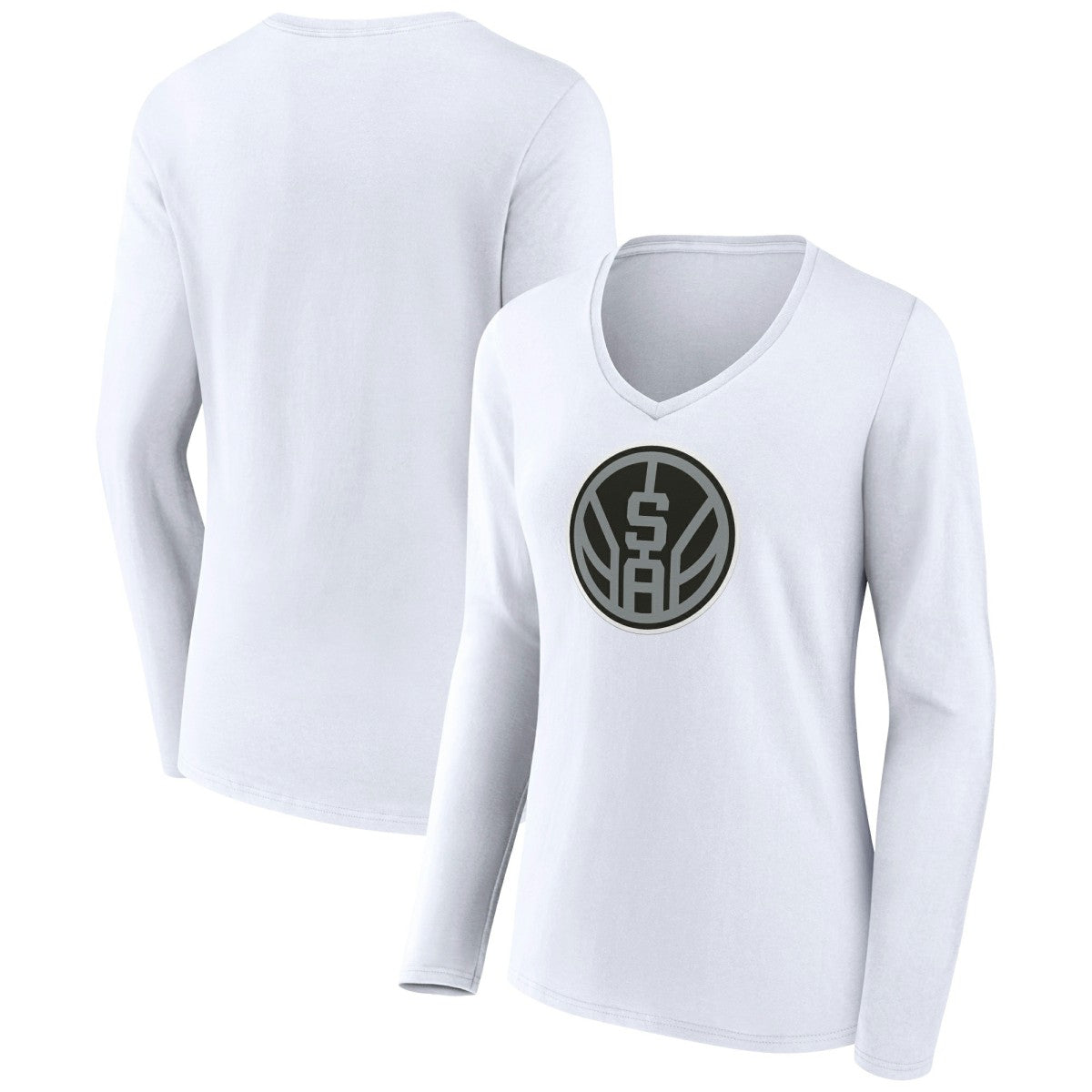San Antonio Spurs Women's Alternate Logo V-Neck Long Sleeve T-Shirt White