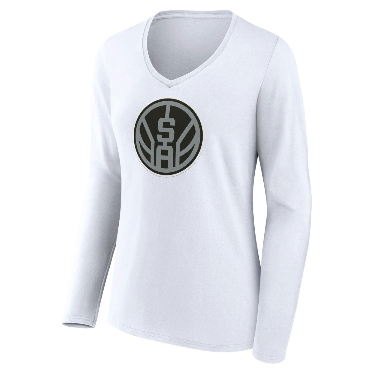 San Antonio Spurs Women's Alternate Logo V-Neck Long Sleeve T-Shirt White