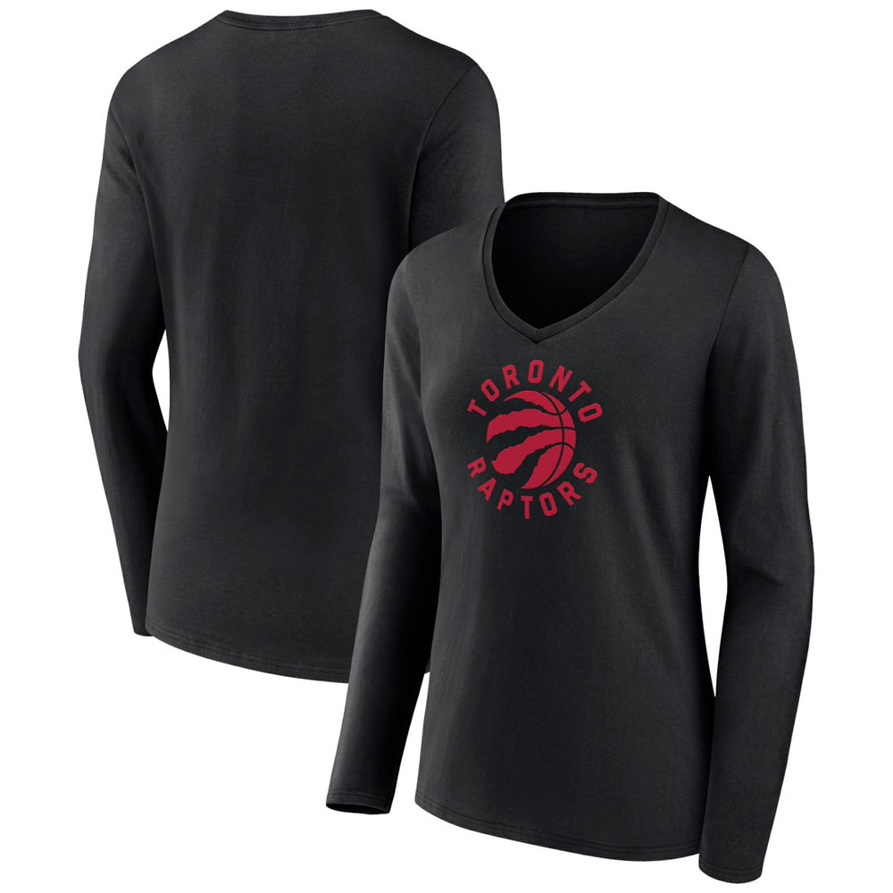 Toronto Raptors Women's Alternate Logo V-Neck Long Sleeve T-Shirt Black