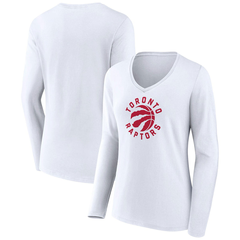 Toronto Raptors Women's Alternate Logo V-Neck Long Sleeve T-Shirt White outlet