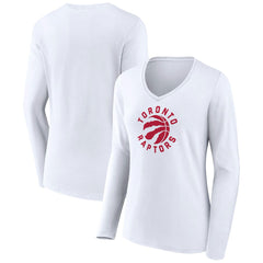 Toronto Raptors Women's Alternate Logo V-Neck Long Sleeve T-Shirt White outlet