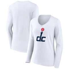 Washington Wizards Women's Alternate Logo V-Neck Long Sleeve T-Shirt White