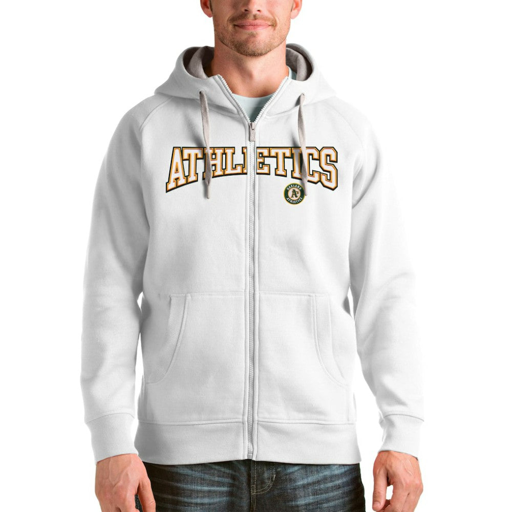 Athletics Antigua Team Logo Victory Full-Zip Hoodie - White Hoodies