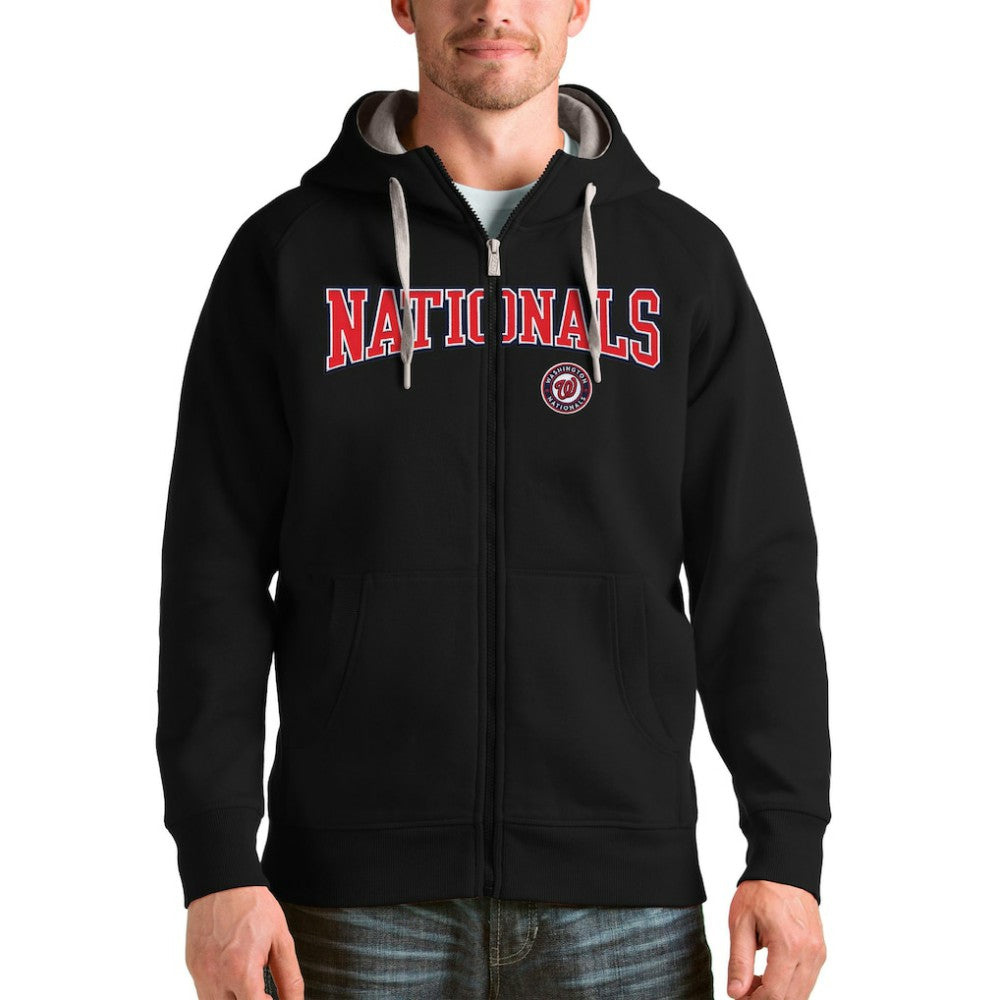 Washington Nationals Antigua Team Logo Victory Full-Zip Hoodie - Black Hoodies