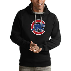 Chicago Cubs Antigua Victory Pullover Team Logo Hoodie - Black Hoodies