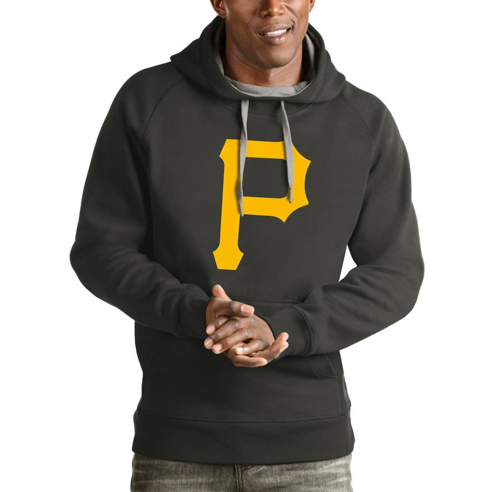Pittsburgh Pirates Antigua Victory Pullover Team Logo Hoodie - Charcoal Hoodies