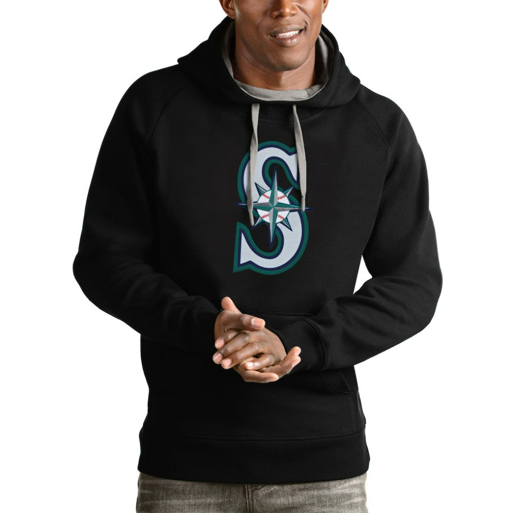 Seattle Mariners Antigua Victory Pullover Team Logo Hoodie - Black Hoodies