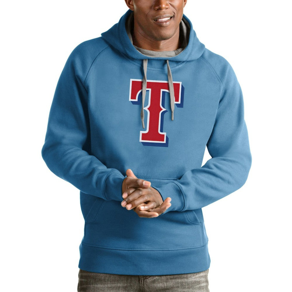 Texas Rangers Antigua Victory Pullover Team Logo Hoodie - Light Blue Hoodies