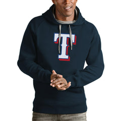 Texas Rangers Antigua Victory Pullover Team Logo Hoodie - Navy Hoodies