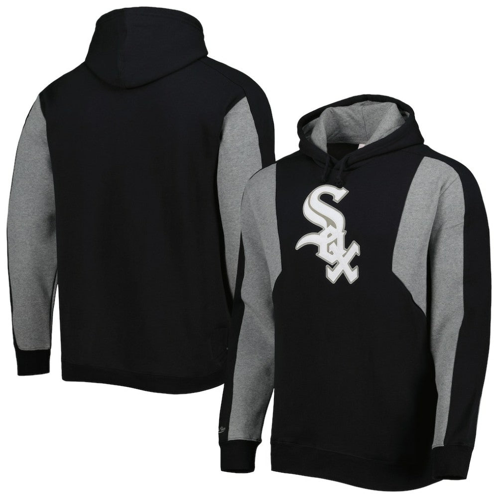 Chicago White Sox Mitchell & Ness Colorblocked Fleece Pullover Hoodie - Black/Gray Hoodies