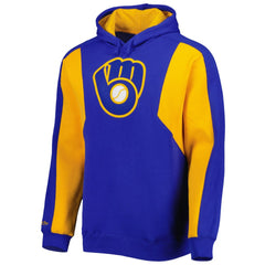 Milwaukee Brewers Mitchell & Ness Colorblocked Fleece Pullover Hoodie - Royal/Gold Hoodies