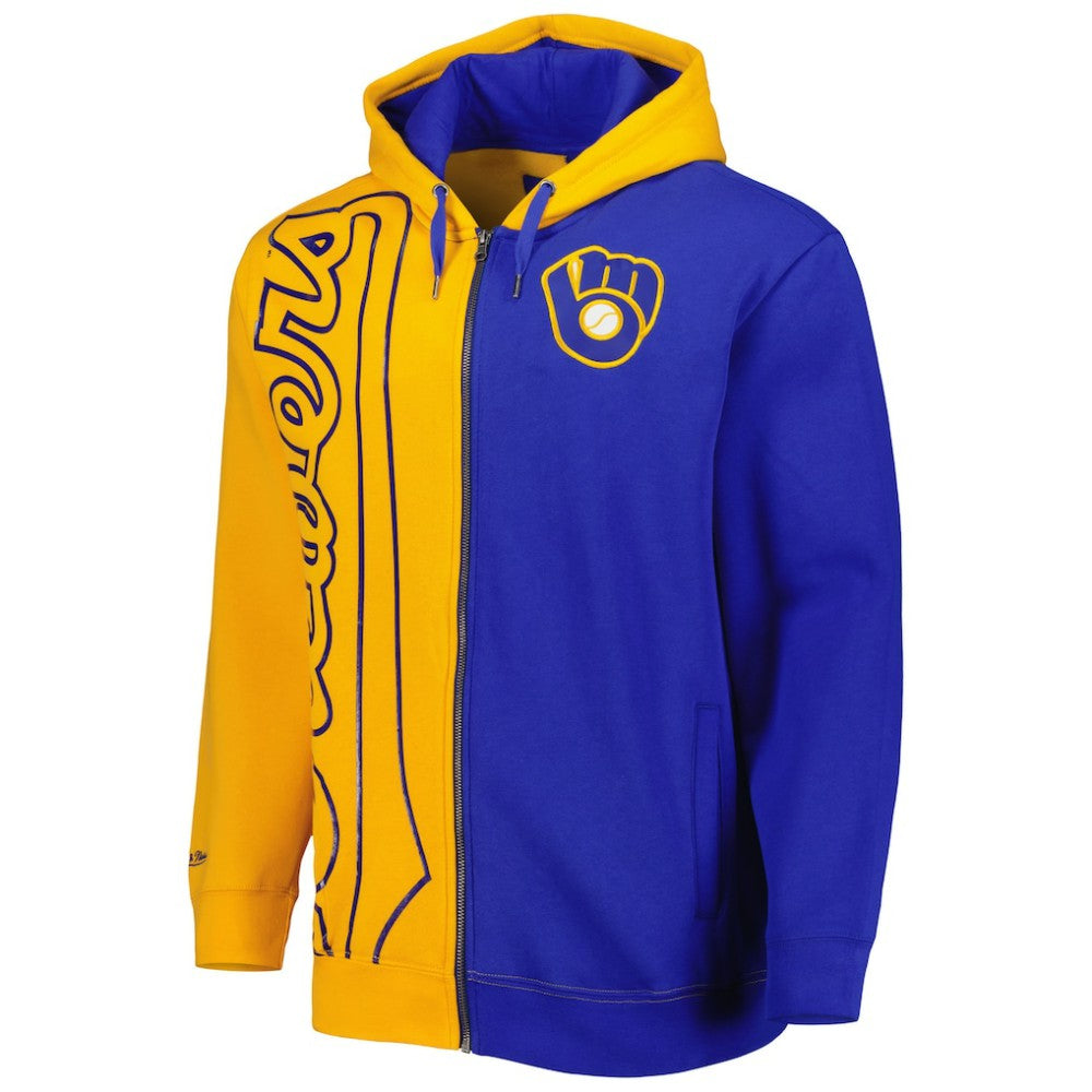 Milwaukee Brewers Mitchell & Ness Fleece Full-Zip Hoodie - Gold/Royal Hoodies