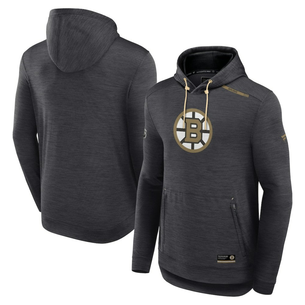 Boston Bruins Fanatics Authentic Pro Tech Pullover Hoodie - Heather Charcoal | US 5101369