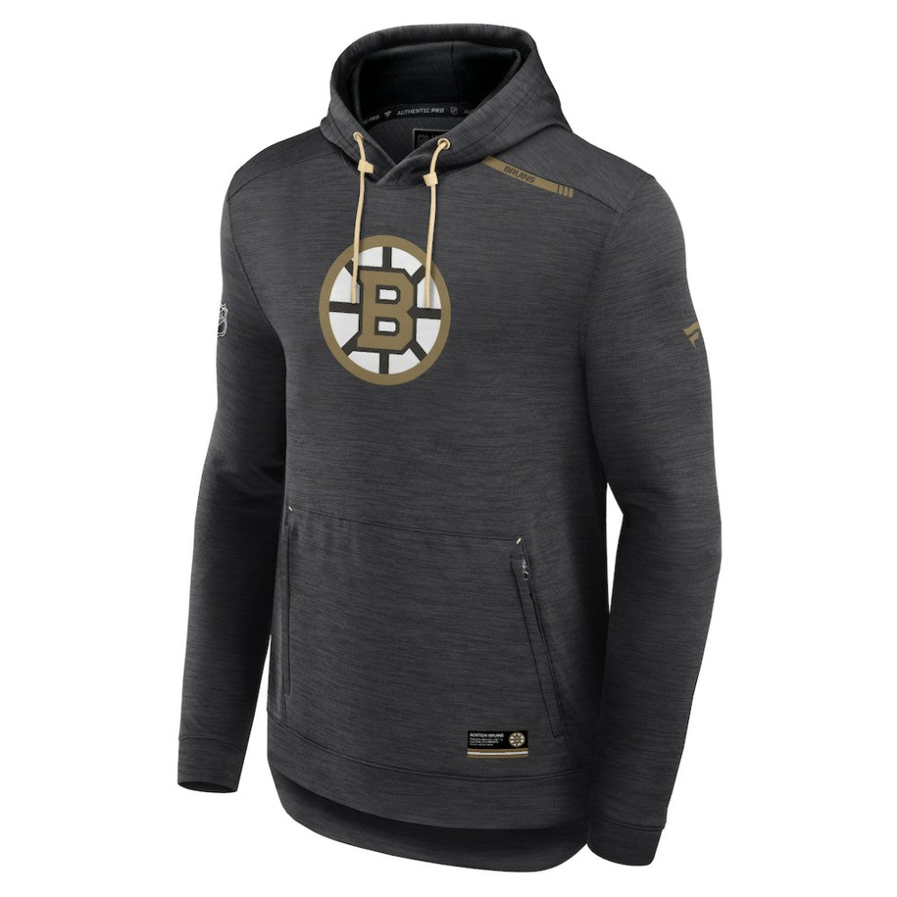 Boston Bruins Fanatics Authentic Pro Tech Pullover Hoodie - Heather Charcoal | US 5101369