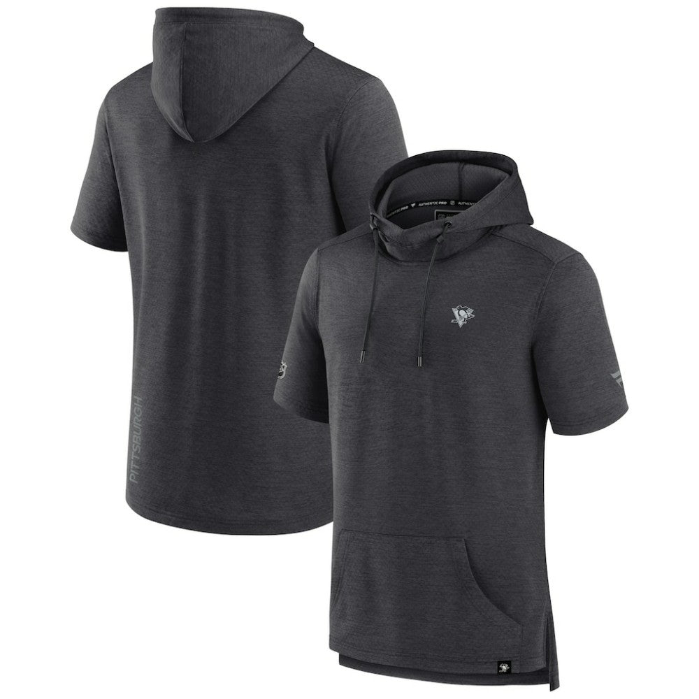 Pittsburgh Penguins Fanatics Authentic Pro Short Sleeve Pullover Hoodie - Heather Charcoal | US 5101492