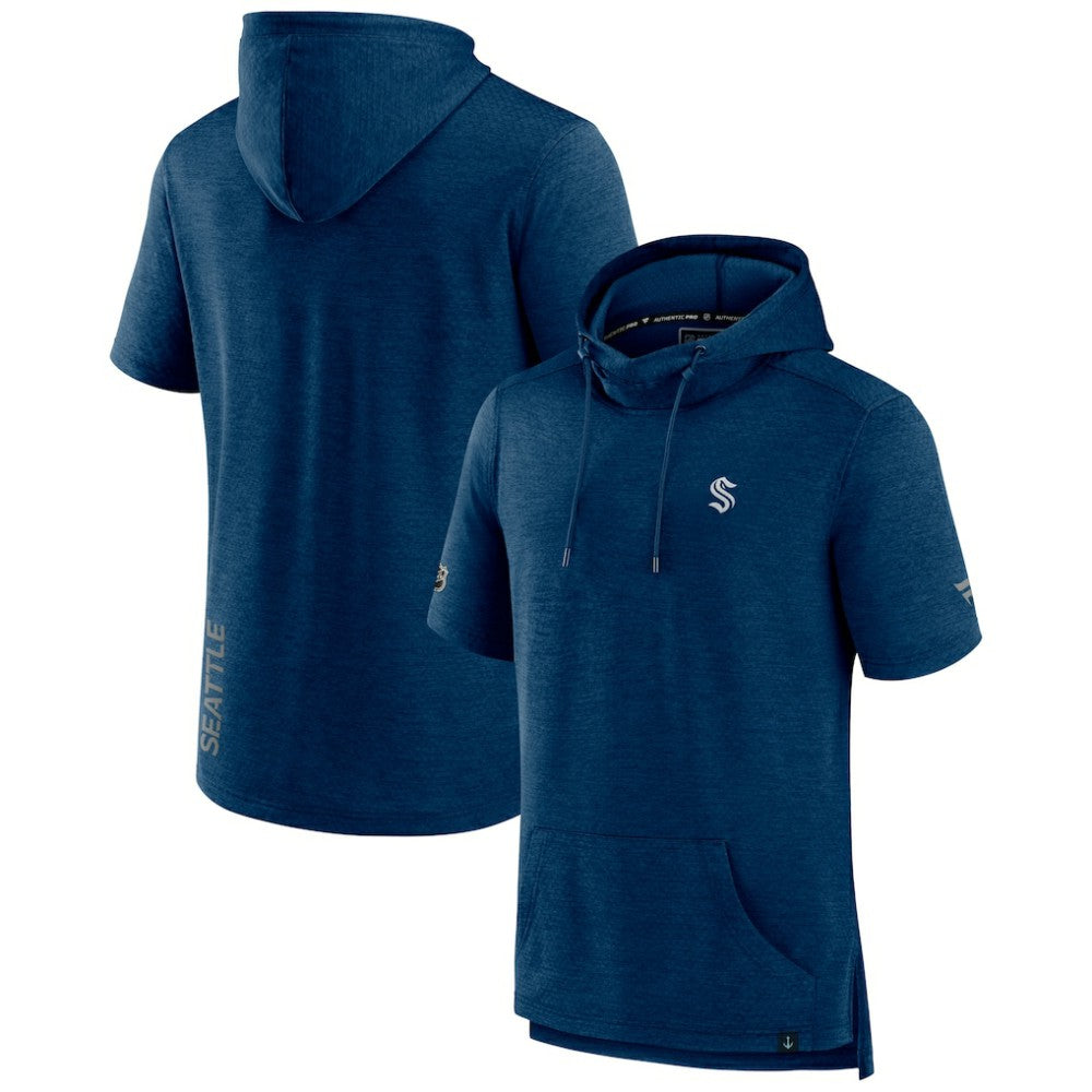 Seattle Kraken Fanatics Authentic Pro Short Sleeve Pullover Hoodie - Heather Navy | US 5101497