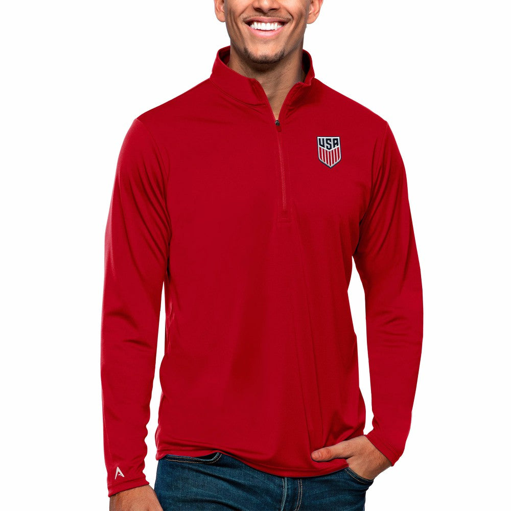 USMNT Antigua Tribute Quarter-Zip Pullover Top Red