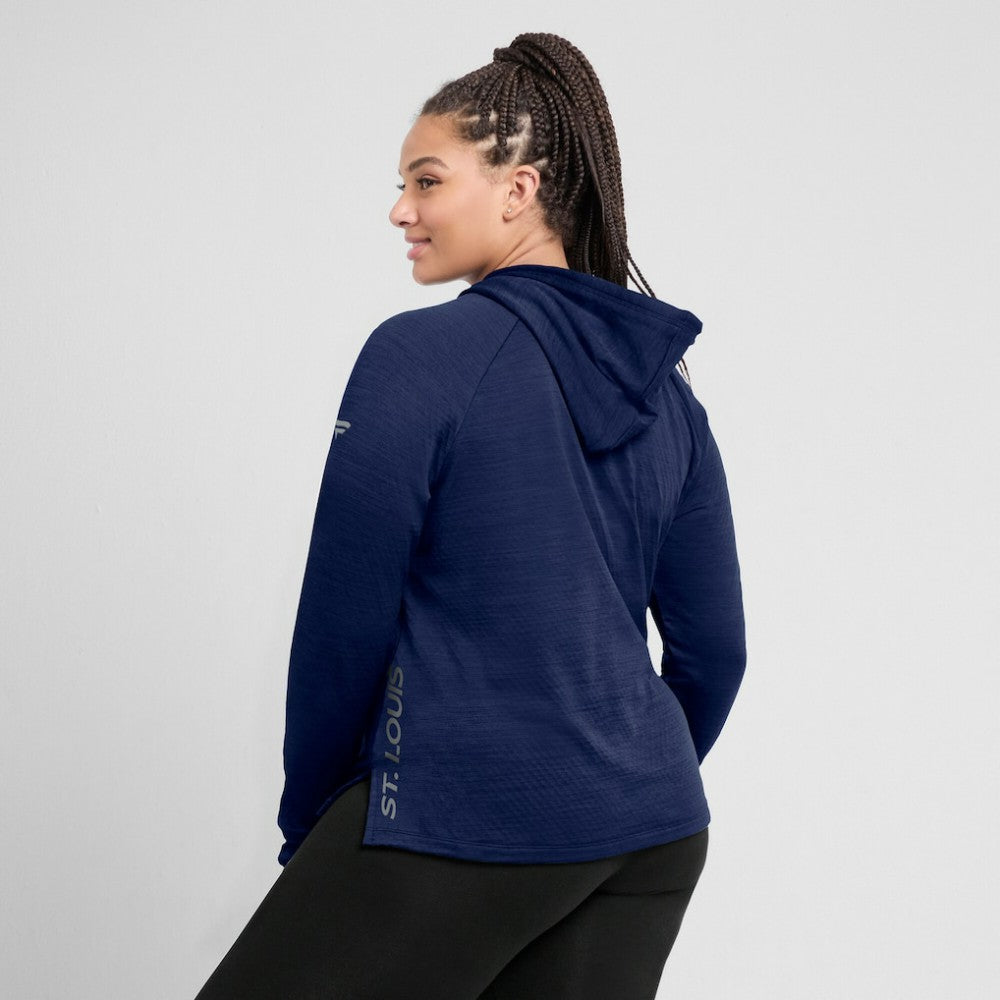 St. Louis Blues Fanatics Women's Authentic Pro Pullover Hoodie - Heather Navy | US 5102204