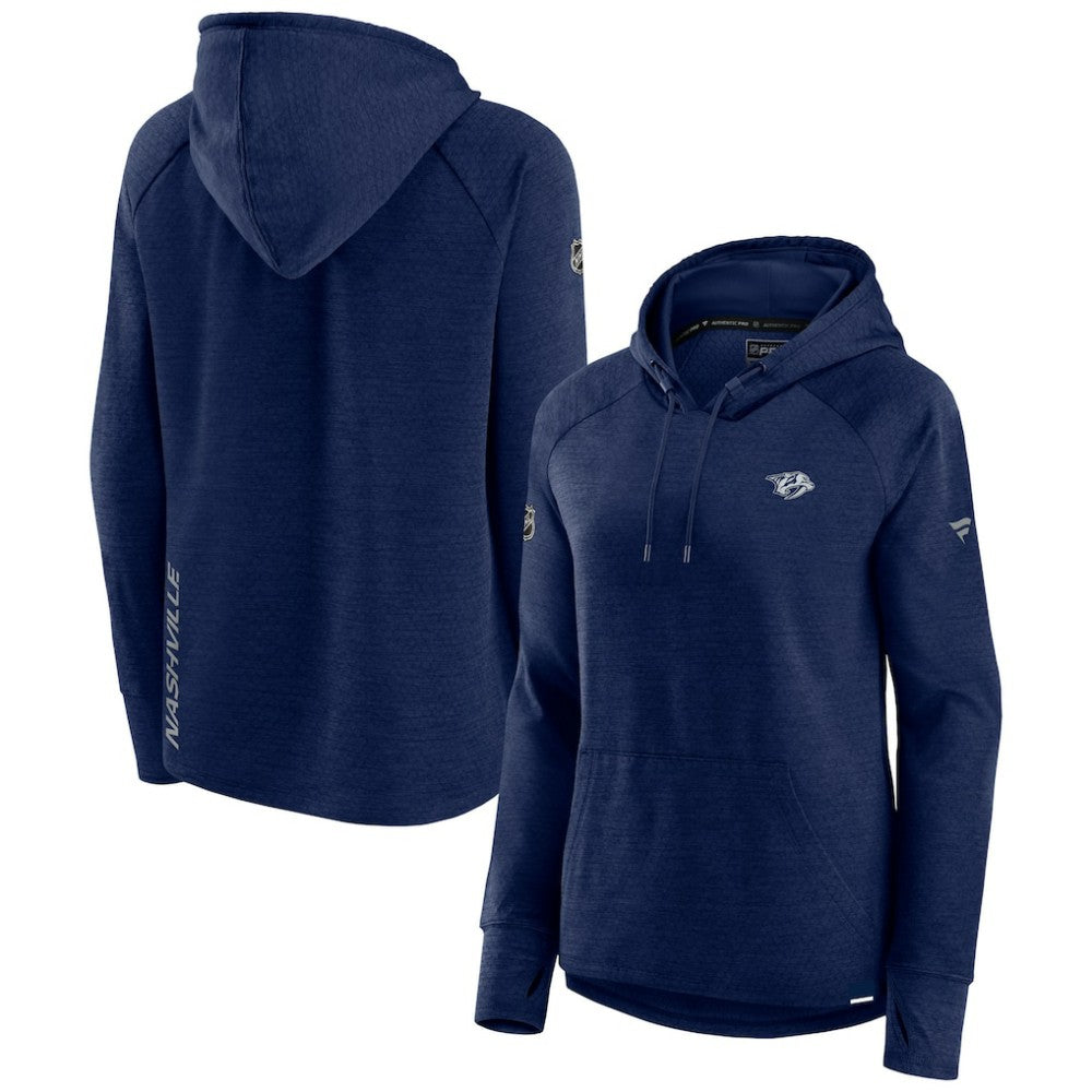 Nashville Predators Fanatics Women's Authentic Pro Pullover Hoodie - Heather Navy | US 5102207