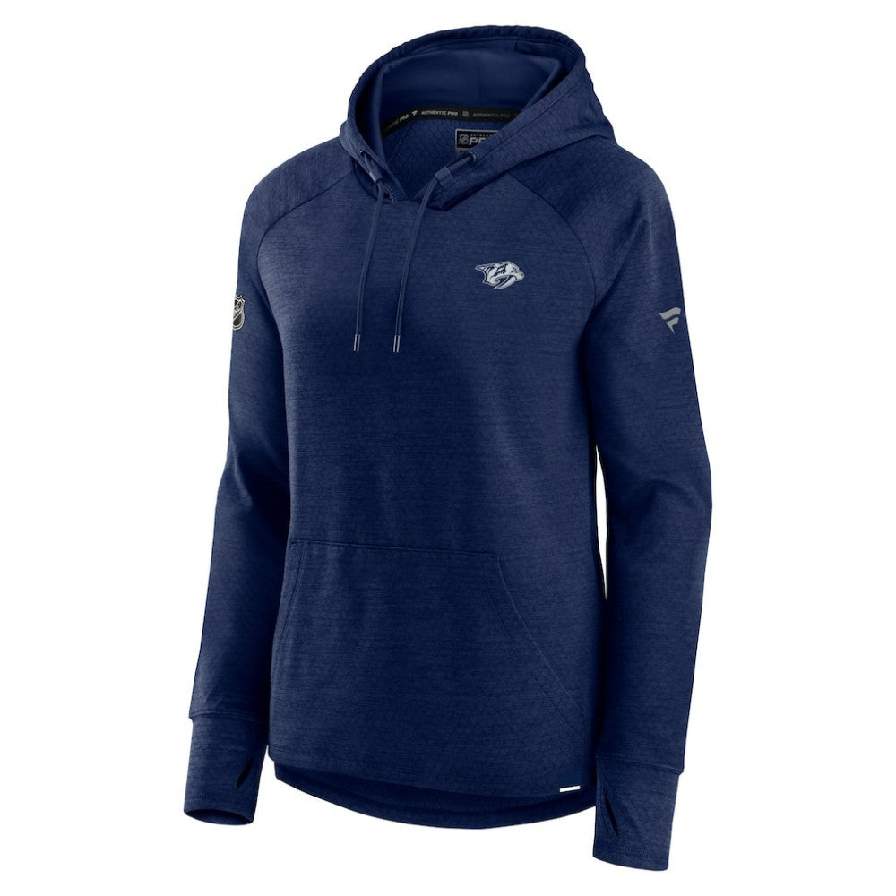 Nashville Predators Fanatics Women's Authentic Pro Pullover Hoodie - Heather Navy | US 5102207