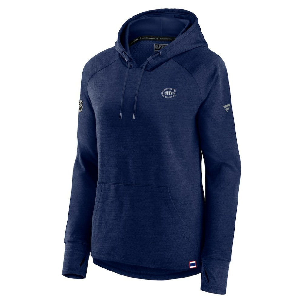 Montreal Canadiens Fanatics Women's Authentic Pro Pullover Hoodie - Heather Navy | US 5102210