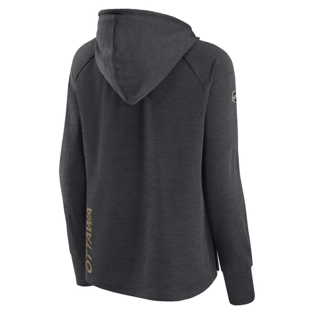 Ottawa Senators Fanatics Women's Authentic Pro Pullover Hoodie - Heather Charcoal | US 5102221