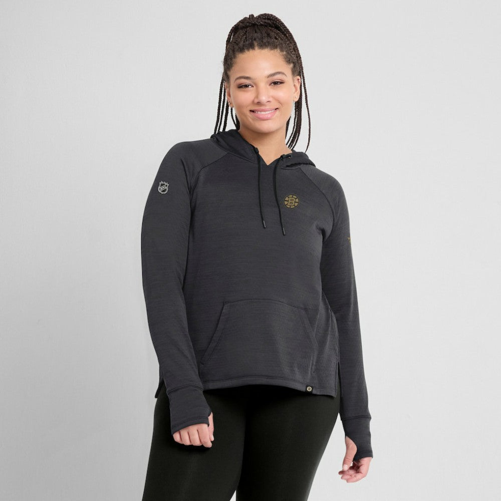 Boston Bruins Fanatics Women's Authentic Pro Pullover Hoodie - Heather Charcoal | US 5102223