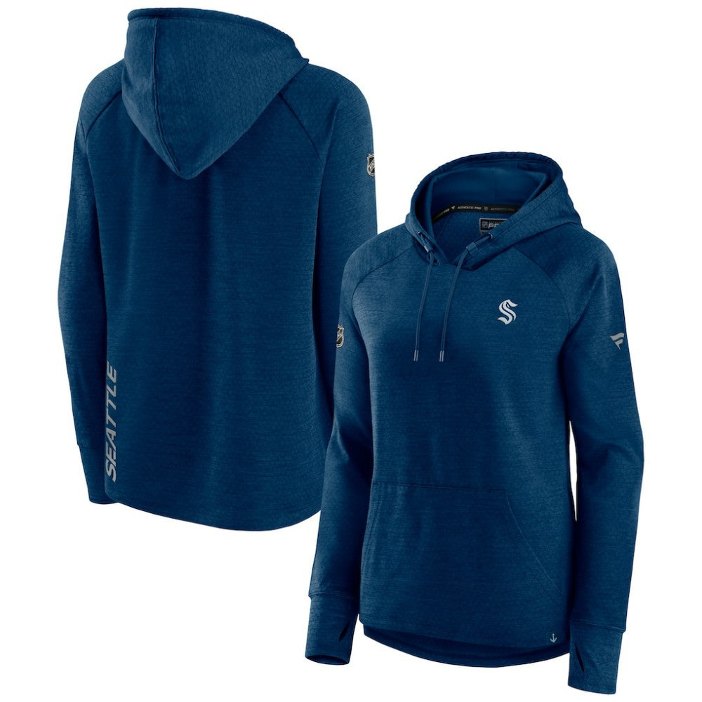 Seattle Kraken Fanatics Women's Authentic Pro Pullover Hoodie - Heather Deep Sea Blue | US 5102231