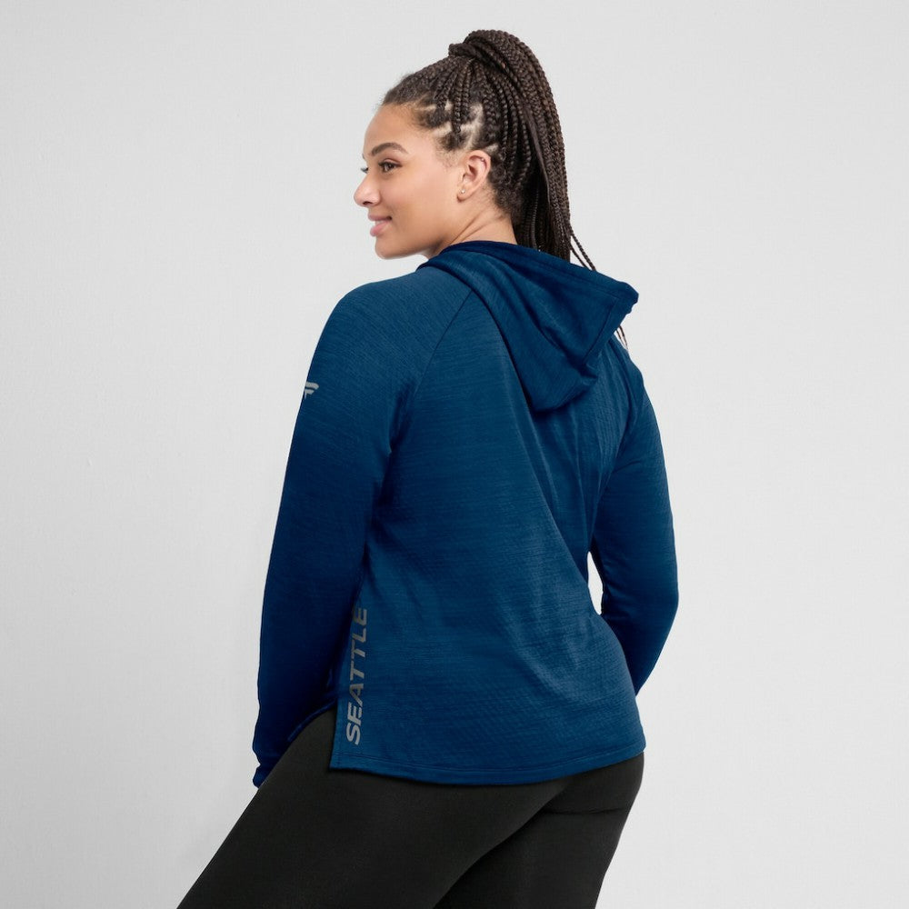 Seattle Kraken Fanatics Women's Authentic Pro Pullover Hoodie - Heather Deep Sea Blue | US 5102231