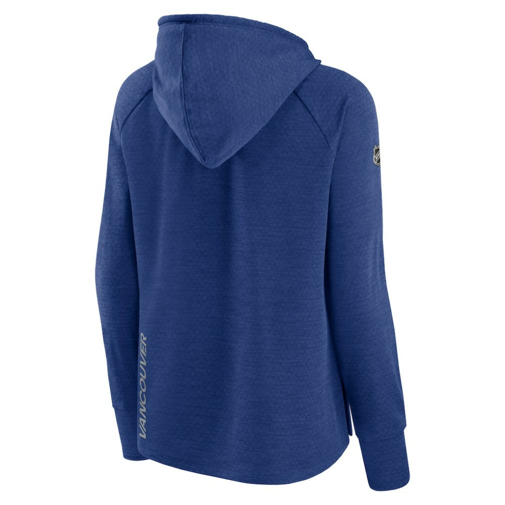 Vancouver Canucks Fanatics Women's Authentic Pro Pullover Hoodie - Heather Blue | US 5102232