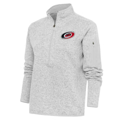 Carolina Hurricanes Antigua Women's Team Logo Fortune Quarter-Zip Jacket - Heather Gray | US 5104403