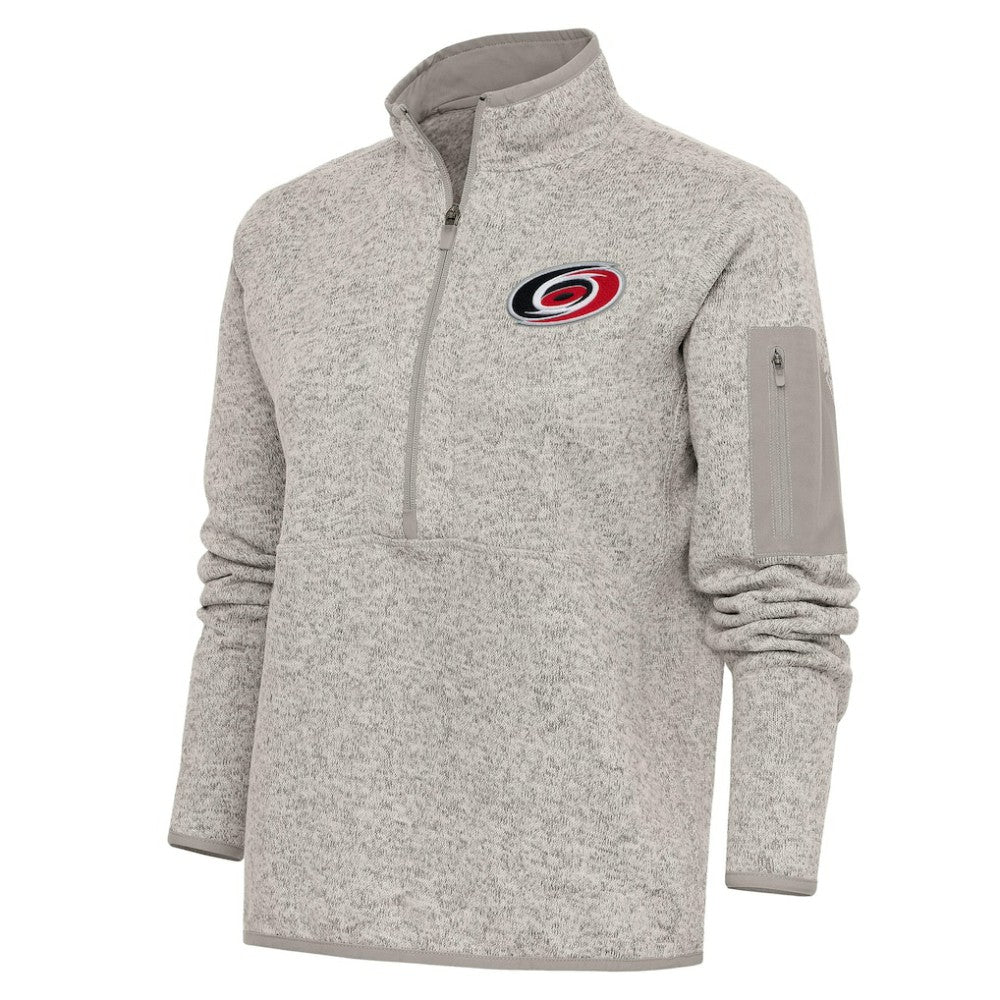 Carolina Hurricanes Antigua Women's Team Logo Fortune Quarter-Zip Jacket - Oatmeal | US 5104404