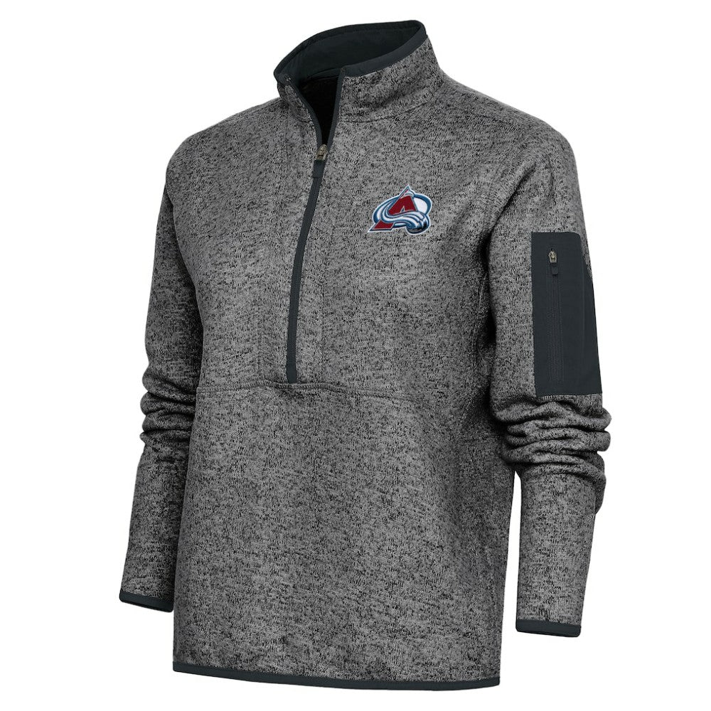 Colorado Avalanche Antigua Women's Team Logo Fortune Quarter-Zip Jacket - Heather Charcoal | US 5104409