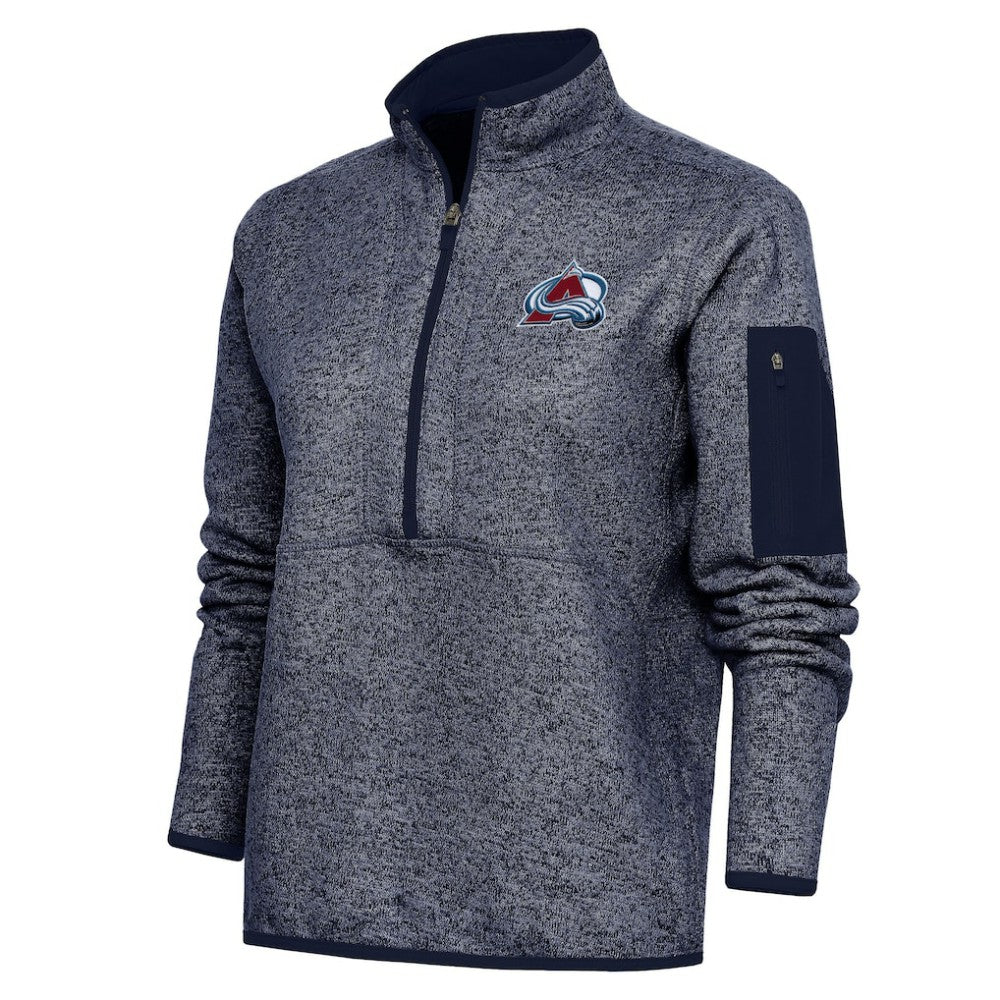 Colorado Avalanche Antigua Women's Team Logo Fortune Quarter-Zip Jacket - Heather Navy | US 5104411