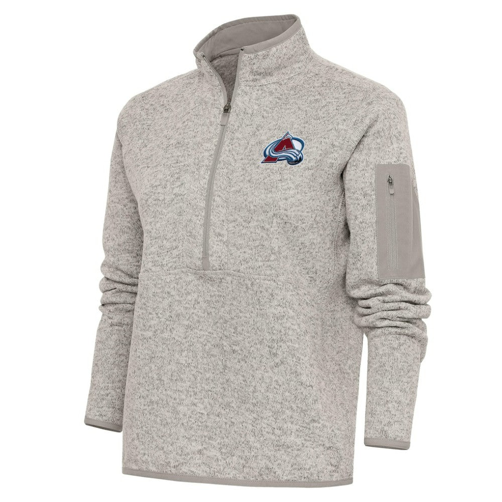 Colorado Avalanche Antigua Women's Team Logo Fortune Quarter-Zip Jacket - Oatmeal | US 5104412
