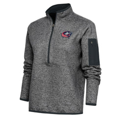 Columbus Blue Jackets Antigua Women's Team Logo Fortune Quarter-Zip Jacket - Heather Charcoal | US 5104413