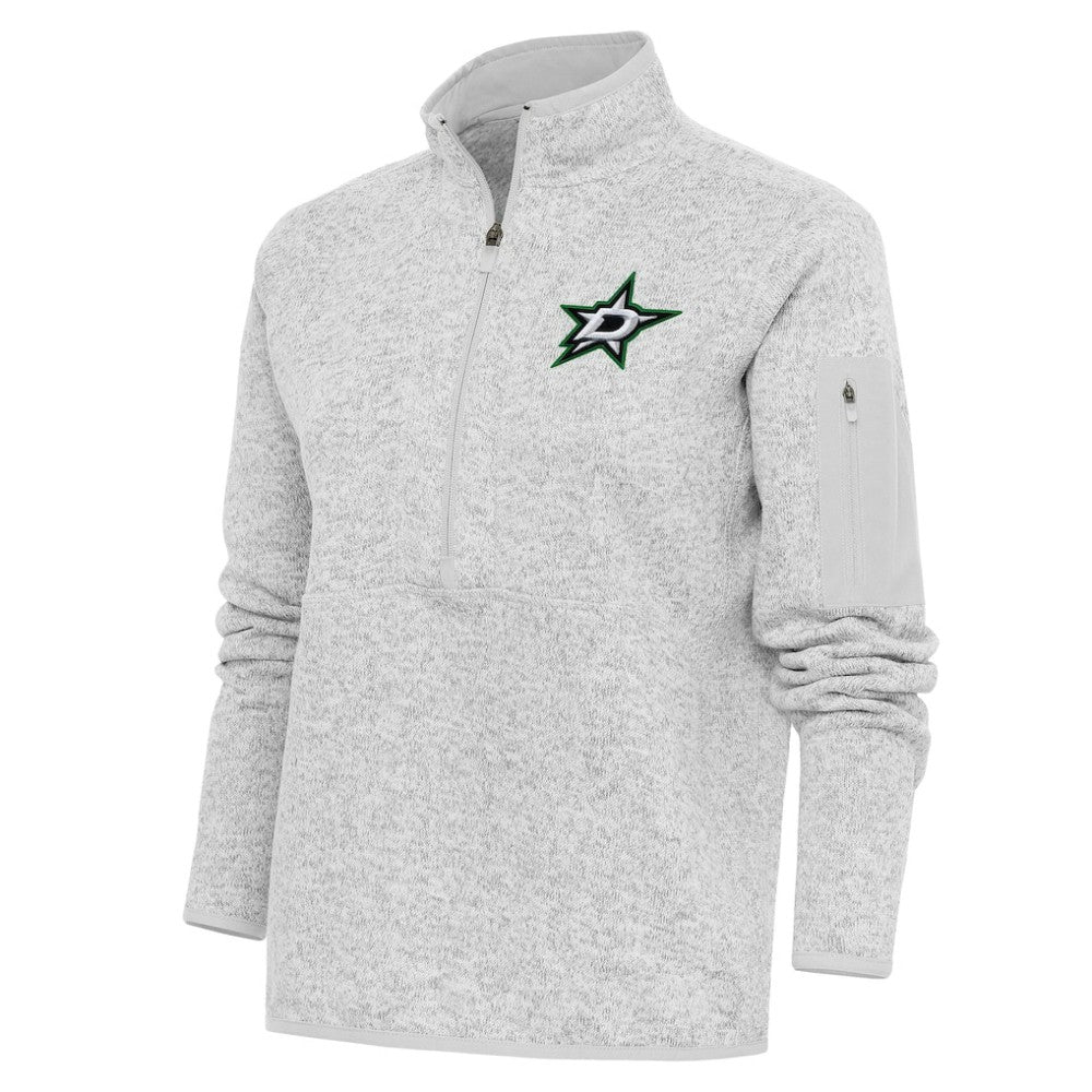 Dallas Stars Antigua Women's Team Logo Fortune Quarter-Zip Jacket - Heather Gray | US 5104419