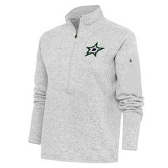Dallas Stars Antigua Women's Team Logo Fortune Quarter-Zip Jacket - Heather Gray | US 5104419